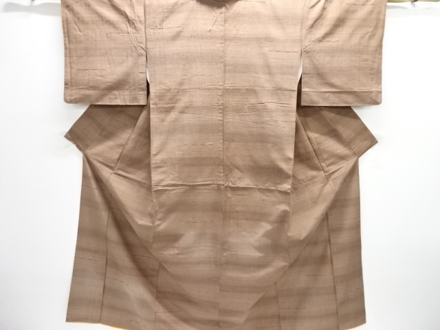 JAPANESE KIMONO / ANTIQUE TSUMUGI KIMONO / HORIZONTAL STRIPED PATTERN 